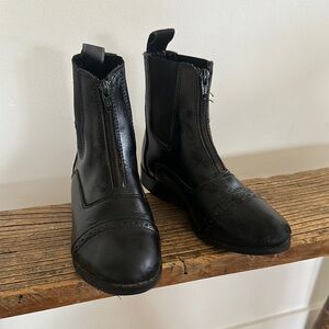 EquiStar All Weather Zip Paddock Child's Boot Black Leather